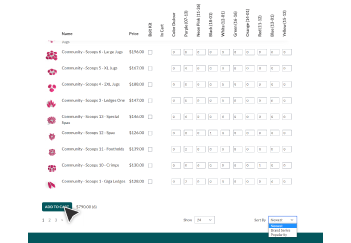 A screenshot of the bulk order sorting feature.
